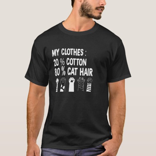 猫好きにはたまらない 服に猫の毛 80猫の毛 Tシャツ (正面)