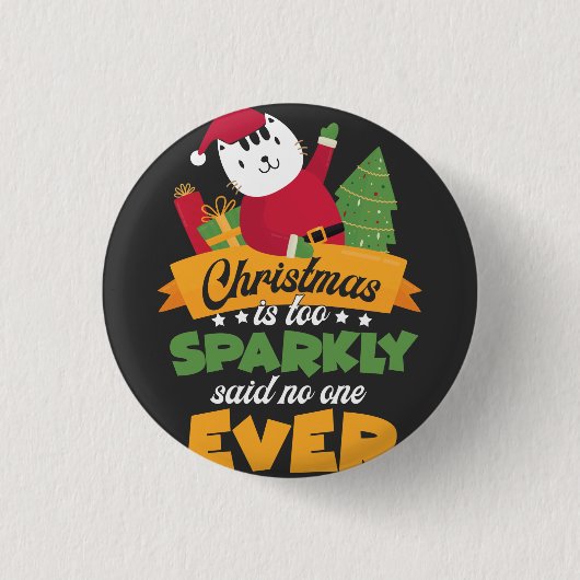猫好きのおもしろいなクリスマスのギフト 缶バッジ (正面)