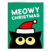 猫好きのおもしろいMeowy Christmasグリーティングカード (正面)