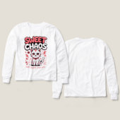 猫好きのかわいいスイートカオス女子Tシャツ (デザイン 正面&背面)