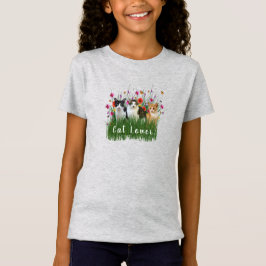 猫好きのかわいい女の子のTシャツ Tシャツ