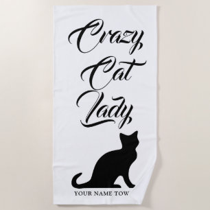猫好きのためのおもしろいで熱狂するな猫の女性ビーチタオル ビーチタオル