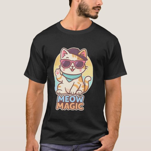 猫好きのためのかわいい猫のグラフィックTシャツ Tシャツ (正面)