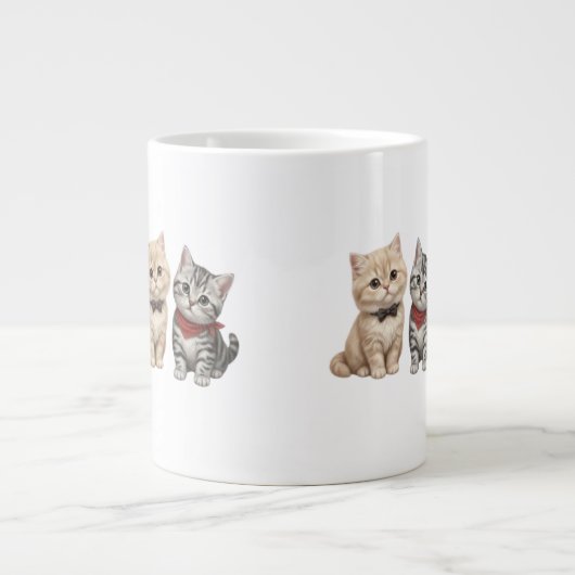 猫好きのためのかわいい猫キャンドル ジャンボコーヒーマグカップ (正面)