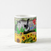 猫好きのためのひまわりと猫 コーヒーマグカップ (中央)