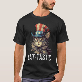 猫好きのためのアメリカ国旗風ネコちゃん共和党グッズ Tシャツ