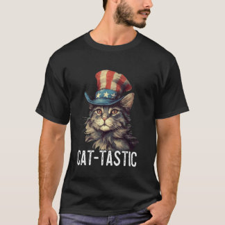 猫好きのためのアメリカ国旗風ネコTシャツ 共和党員 Tシャツ