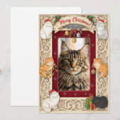 猫好きのためのカスタマイズ可能なクリスマスカード  シーズンカード (正面/裏面)
