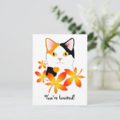 猫好きのためのカスタマイズ可能な招待状 和風ねこ 招待状 (スタンド正面)