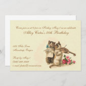 猫好きのためのカスタマイズ可能な誕生日の招待状 招待状 (正面/裏面)