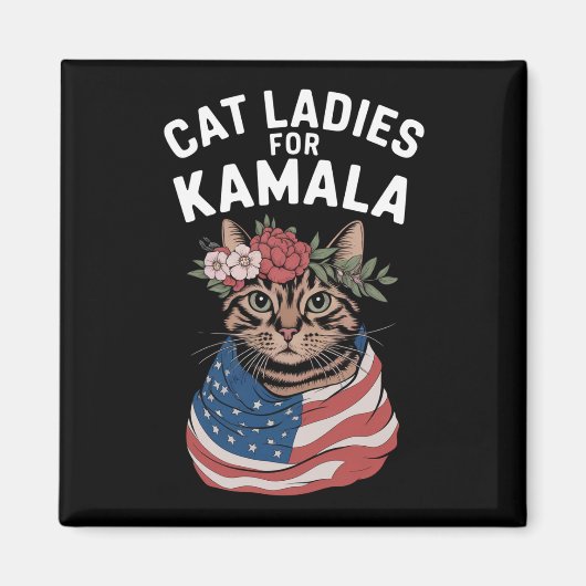 猫好きのためのカマラ・ハリス猫婦人選挙 マグネット (正面)