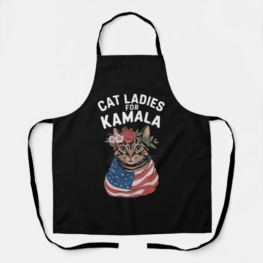 猫好きのためのカマラ・ハリス選挙 猫好き大統領 エプロン (正面)