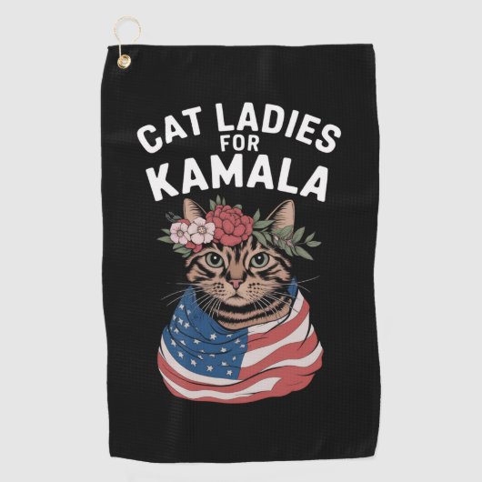 猫好きのためのカマラ・ハリス選挙 猫好き大統領 ゴルフタオル (正面)