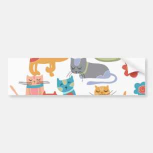 猫好きのためのカラフルな子猫猫のプリントのギフト バンパーステッカー