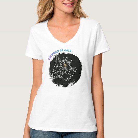 猫好きのためのキュートなデザイン Tシャツ (正面)
