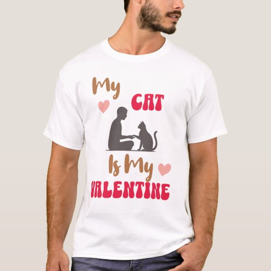 猫好きのためのキュートなバレンタインギフト Tシャツ (正面)