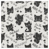 猫好きのためのキュートな黒猫ハロウィンパターン ファブリック (クローズアップ)
