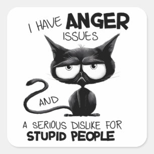 猫好きのためのギフト ネコにイライラする人 スクエアシール