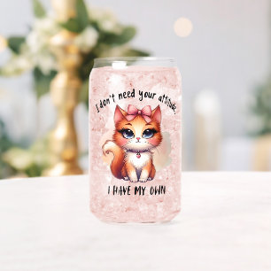 猫好きのためのギフト 態度はいらない ファニーッシュ ガラス缶