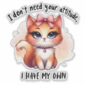 猫好きのためのギフト 態度はいらない 面白い猫グッズ シール (正面)