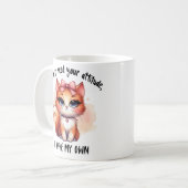 猫好きのためのギフト 態度はいらない 面白い  コーヒーマグカップ (正面左)