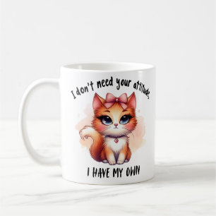 猫好きのためのギフト 態度はいらない 面白い コーヒーマグカップ