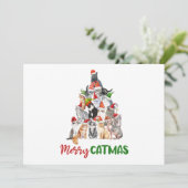 猫好きのためのクリスマスカード 猫のクリスマスツリー シーズンカード (スタンド正面)