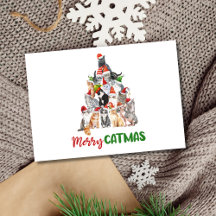 猫好きのためのクリスマスカード 猫のクリスマスツリー