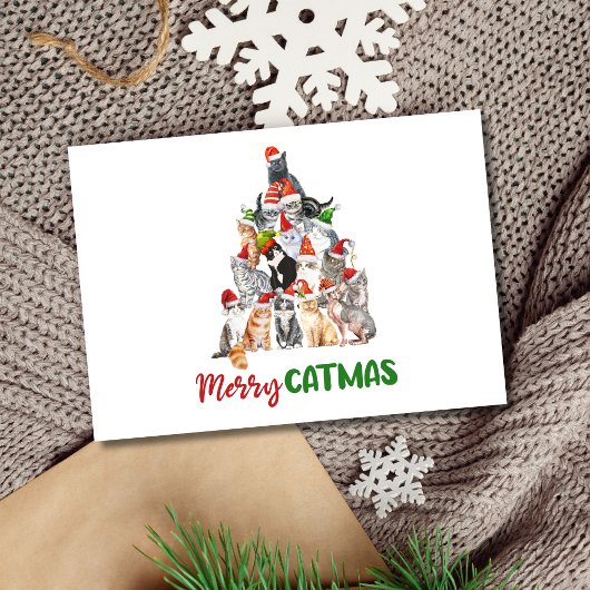 猫好きのためのクリスマスカード 猫のクリスマスツリー シーズンカード