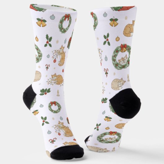 猫好きのためのクリスマスギフトソックス ソックス (傾斜あり)