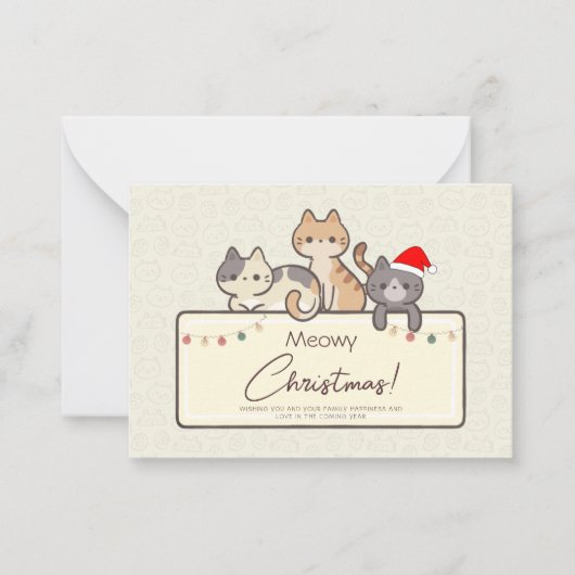 猫好きのためのクリスマスギフト ノートカード (正面)