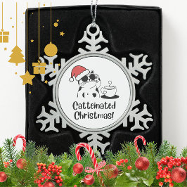 猫好きのためのクリスマスコーヒーギフト スノーフレークピューターオーナメント
