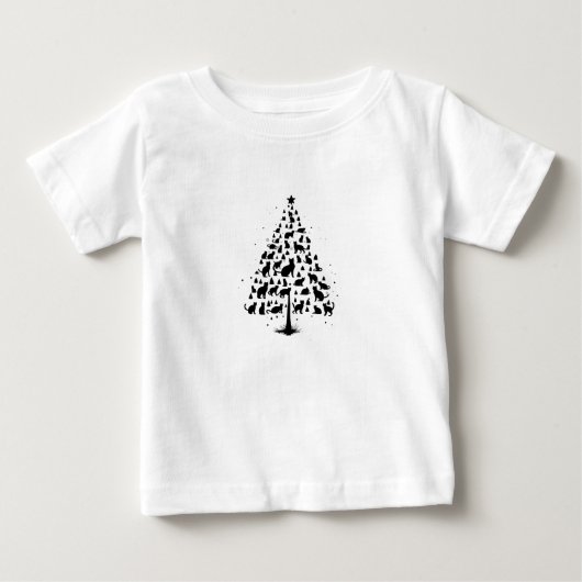 猫好きのためのクリスマスツリー1 ベビーTシャツ (正面)
