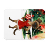 猫好きのためのクリスマスデザインのピンポン マグネット (横)