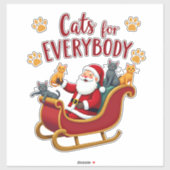 猫好きのためのクリスマス猫 楽しい クリスマス 女性  シール (シート)