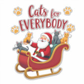 猫好きのためのクリスマス猫 楽しい クリスマス 女性  シール (正面)