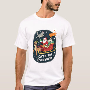 猫好きのためのクリスマス ねこ 楽しい 女性用  Tシャツ