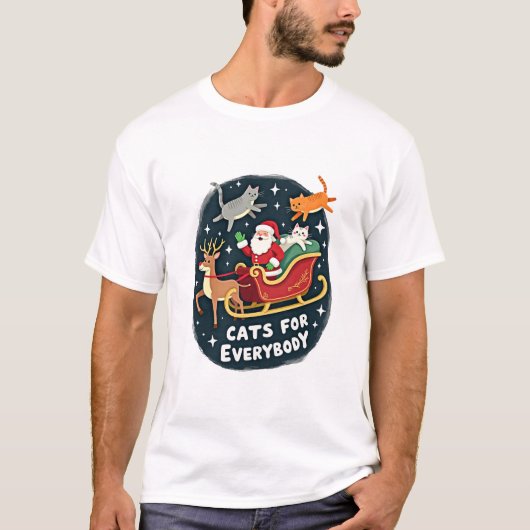 猫好きのためのクリスマス ねこ 楽しい 女性用 Tシャツ (正面)