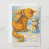 猫好きのためのクリスマス サラと雪だるま シーズンカード (正面)