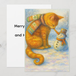 猫好きのためのクリスマス　サラと雪だるま シーズンカード