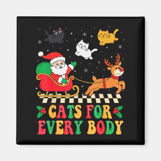 猫好きのためのクリスマス ネコ 楽しい クリスマス 女性用 マグネット (正面)