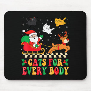 猫好きのためのクリスマス 猫の面白い Xmas レディース マウスパッド