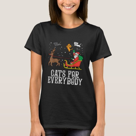 猫好きのためのクリスマス 猫 クリスマス 女性向け  Tシャツ (正面)