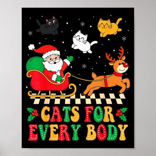 猫好きのためのクリスマス 猫 楽しい クリスマス 女性用 ポスター (正面)