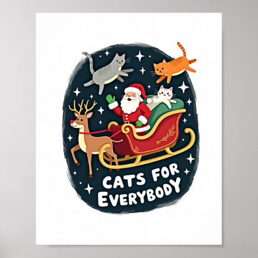 猫好きのためのクリスマス 猫 楽しい クリスマス 女性用 ポスター (正面)