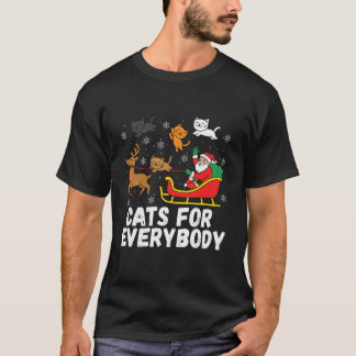 猫好きのためのクリスマス 猫 楽しい クリスマス 女性用 Tシャツ