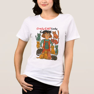 猫好きのためのクレイジーキャットレディーTシャツ - デザインTee トライブレンドTシャツ