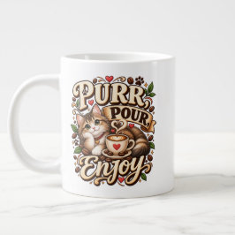 猫好きのためのコーヒーグッズ Purr Pour Enjoy ジャンボコーヒーマグカップ