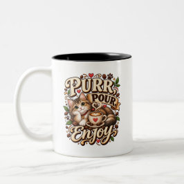 猫好きのためのコーヒーグッズ Purr Pour Enjoy ツートーンマグカップ