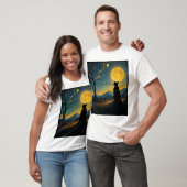 猫好きのためのゴッホの星空の猫 ネコ 猫ママ Tシャツ (ユニセックス)